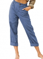 High waisted straight pants    Denim blue 