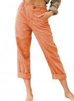 High waisted straight pants    Orange 