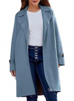 Woolen coat loose collar Blue 