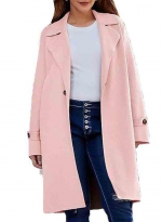 Woolen coat loose collar Pink 