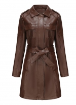 Slim-fit leather jacket Coffee 