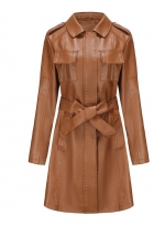 Slim-fit leather jacket Camel 