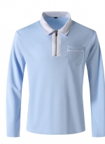 Half zip color POLO shirt Sky blue 