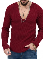 Solid color slim-fit sweater Red 