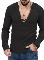 Solid color slim-fit sweater Black 