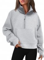 Half zip cropped hoodie Gray 