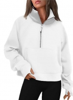 Half zip cropped hoodie White 