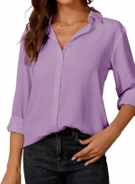 Long-sleeved lapel shirt Purple 