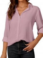 Long-sleeved lapel shirt Pink 