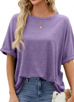 Loose casual T-shirts Purple 