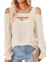 Off-the-shoulder casual top Apricot 