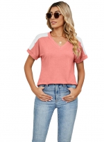 Loose T-shirt with a slit Pink 