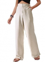 Linen pants High-waisted pants Apricot 