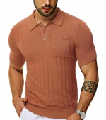 Breathable knit POLO shirt Brick red 