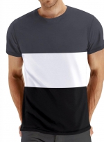Color matching sports T-shirt Gray black 