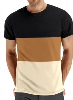 Color matching sports T-shirt Black khaki 