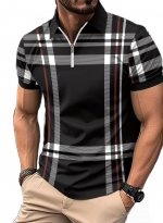 POLO shirt with plaid stripes Black 