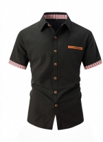 Plaid color-matching shirt Black 