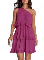 One-shoulder fashion dress Purple 