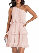One-shoulder fashion dress Pink 