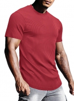Crew-neck striped T-shirt Wine red 